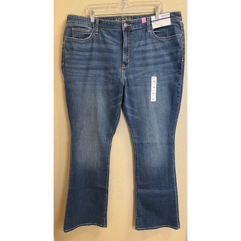 Arizona Womens High Rise Regular Fit Bootcut Jean 21 Long